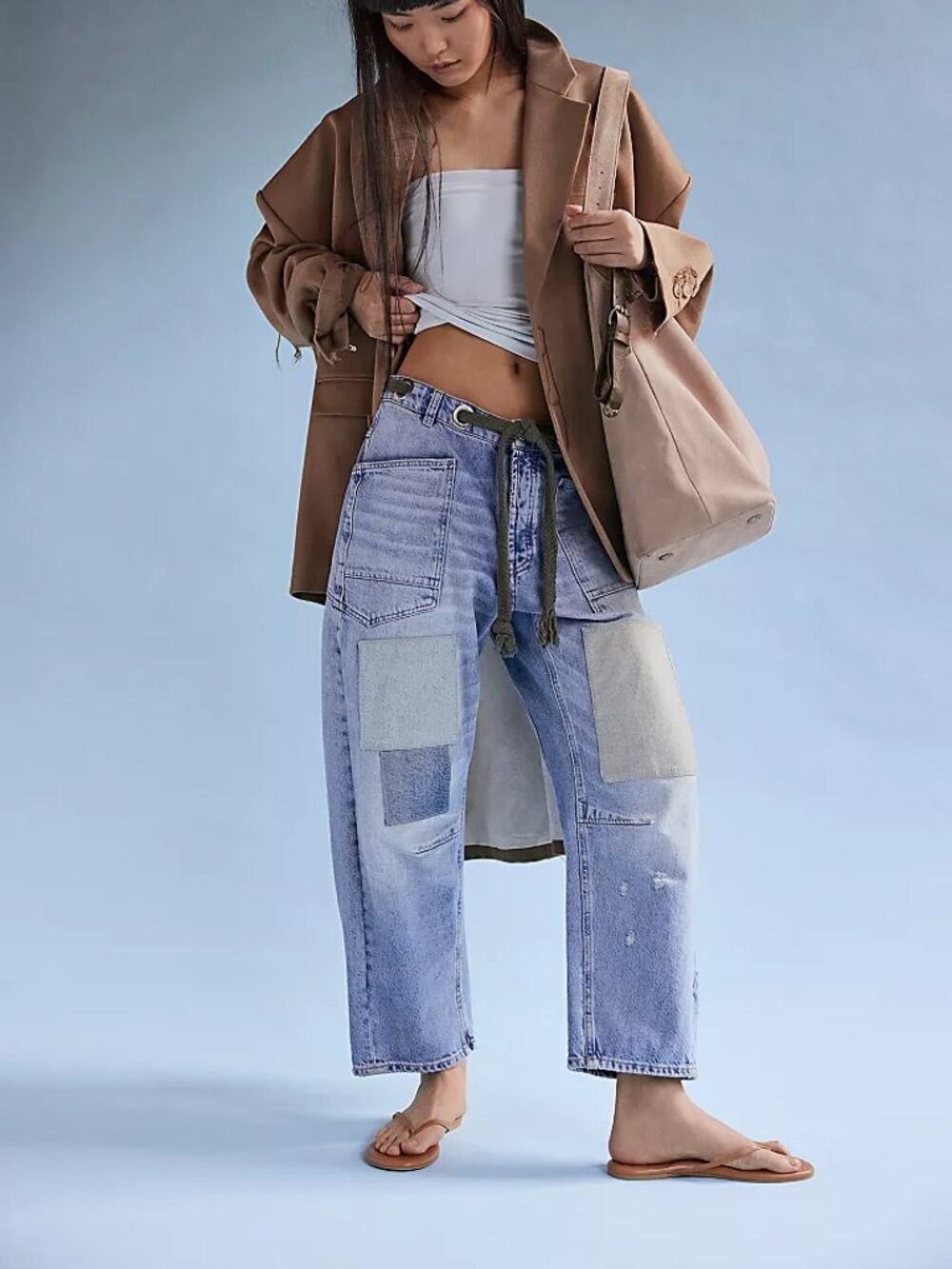 Free People We The Free Moxie Pull-On Barrel Jeans Truest Blue NWOT Size 27 - Picture 2 of 7